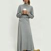 European and American cross-border new double zipper stand-up neck cardigan jacket + knitted skirt two-piece women's casual knitted suit