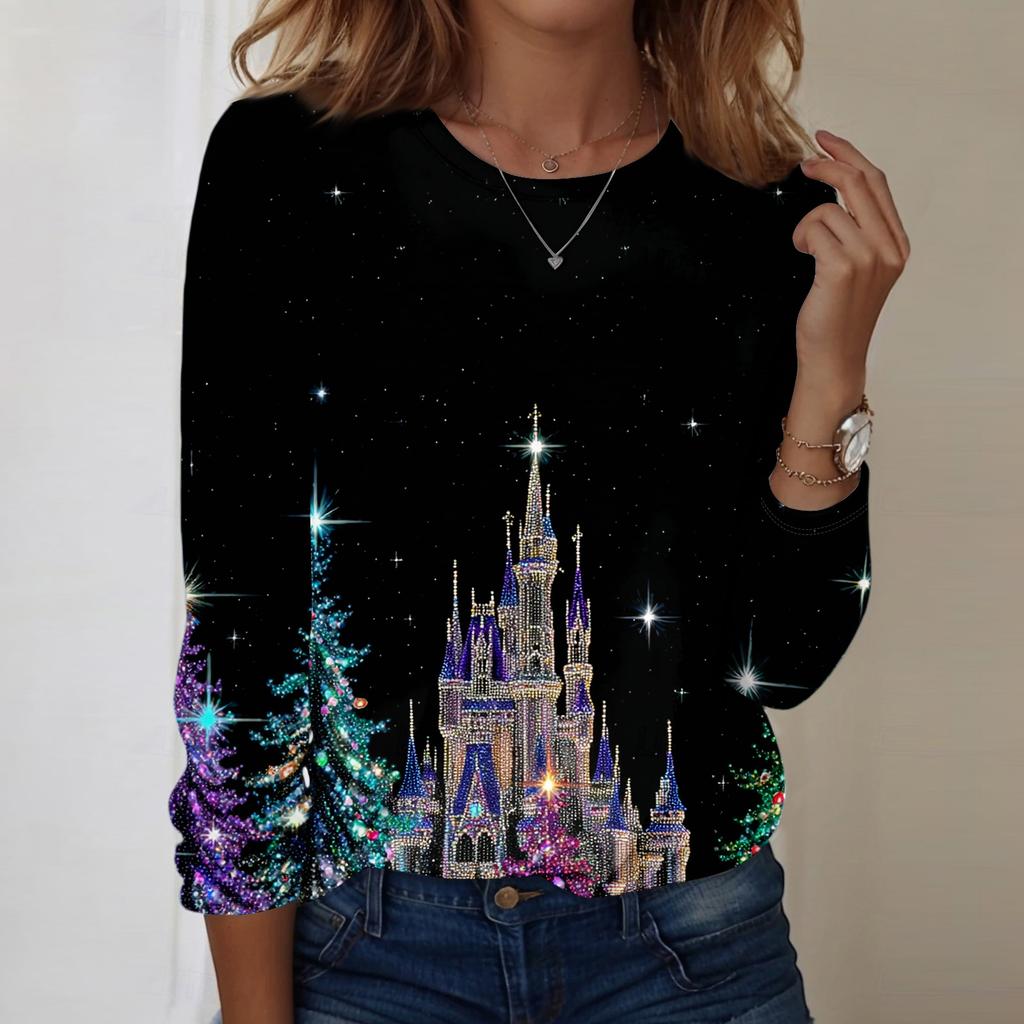 Long Sleeve Shirts For Women Cute Print Graphic Tees Blouses Casual Plus Size Basic Tops Pullover