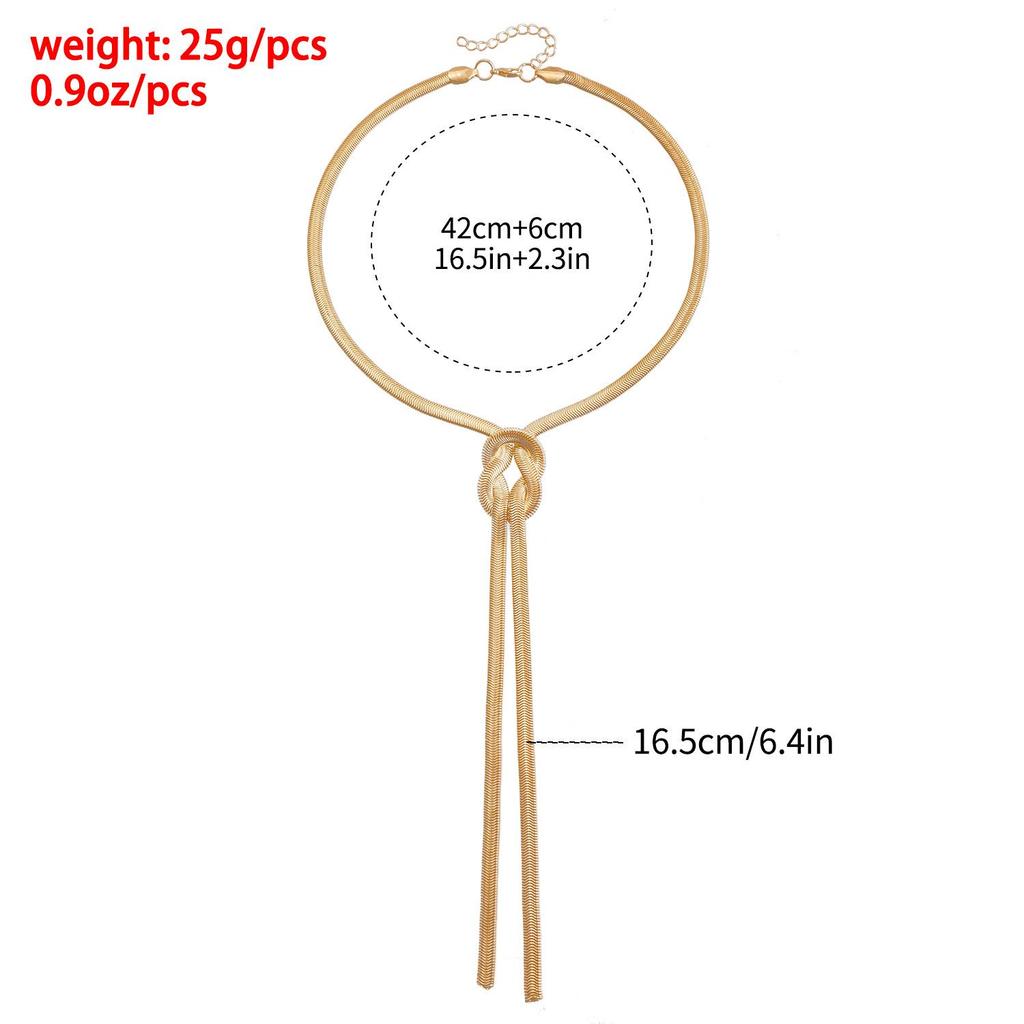 Stylish Textured Metal Knotted Snake Chain Necklace