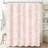 Pink White Monstera Leaf Shower Curtain For Bathroom Decor Modern Floral Pattern Waterproof Fabric Customizable Size (240X180Cm)
