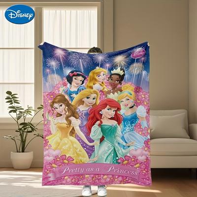 Koc z motywem Księżniczek Disneya Super miękki z uroczymi kreskówkowymi nadrukami Wygodny do podróży rodzinnych na sofy łóżka Prezent dla fanów Księżniczek