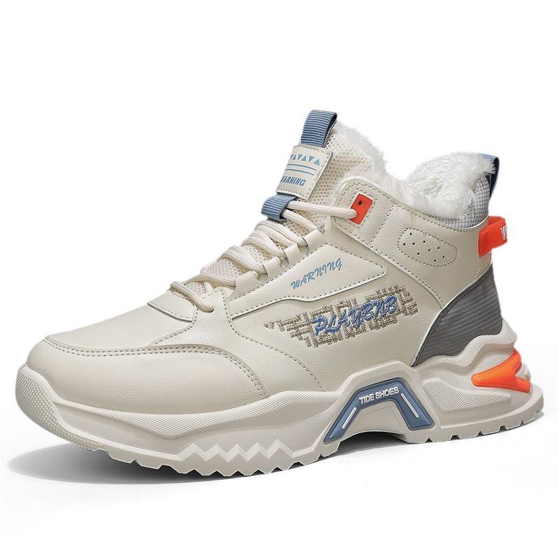 Winter velvet warm thickened new high-top white board shoes cotton shoes high-quality dad shoes