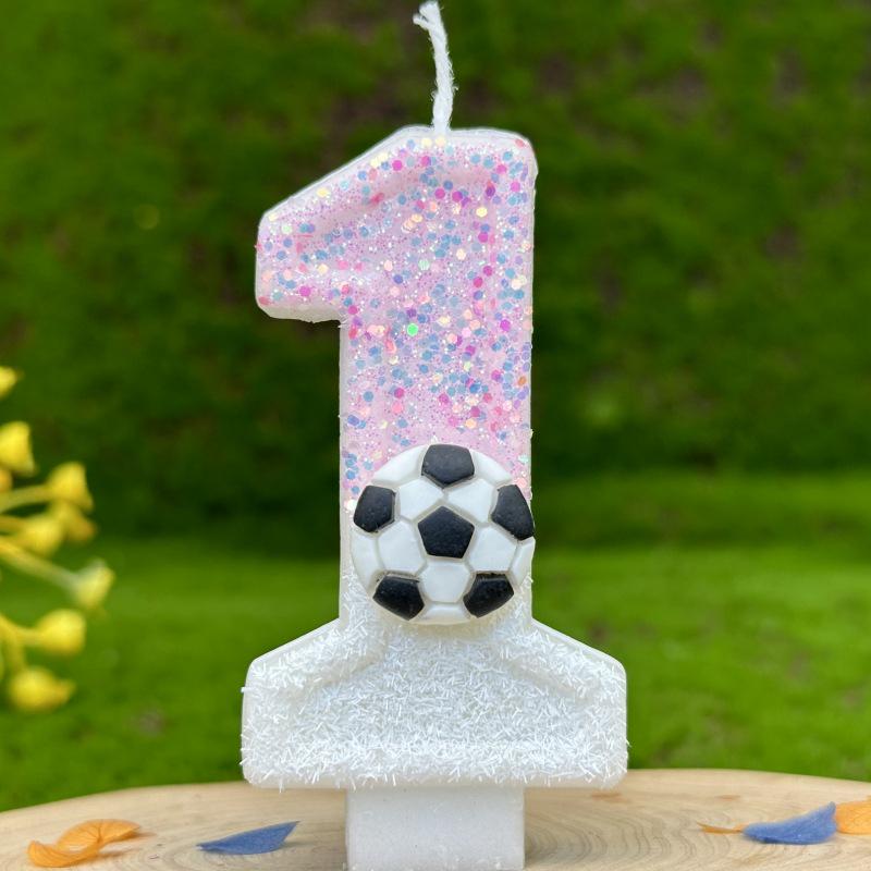 Cross-Border Temu Xi Yin Sports Football Digital Birthday Candle Party Decorations Handmade Birthday Candles