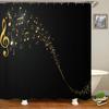 Music Notes Shower Curtain Grey White Design Musical Theme Bathroom Decor Treble Clef Artistic Pattern Modern Home Decor Gift