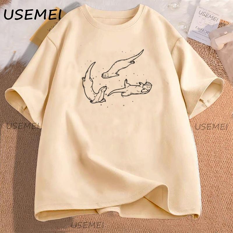 Otter T Shirt Retro 90s Graphic T Shirts Y2k 2000s Nature Tee Casual Cotton Short Sleeve Men Women Round Neck Tshirt Clothes