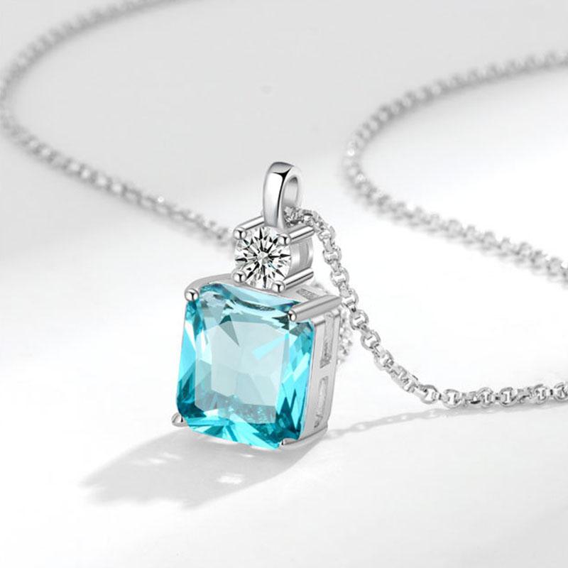 Женские элегантные квадратные подвески-ожерелья с цирконами one size синий