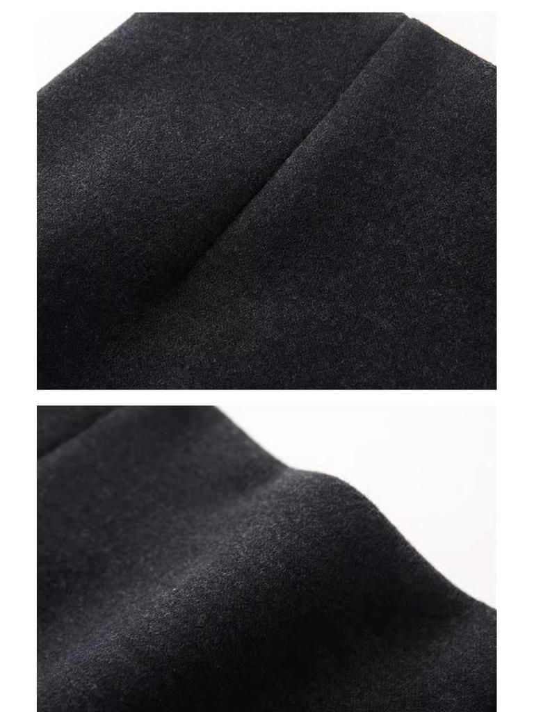 Women's Dark Grey Cashmere A-line High Waist Long Skirt - Spring/Autumn 2026 Woolen Half Umbrella Skirt