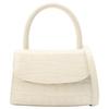 By Far Croco Series Gentle Minimalist Crocodile Embossed Flap Leather Mini Square Bag Women handbags Cream-White 19PFMINACEDSMA