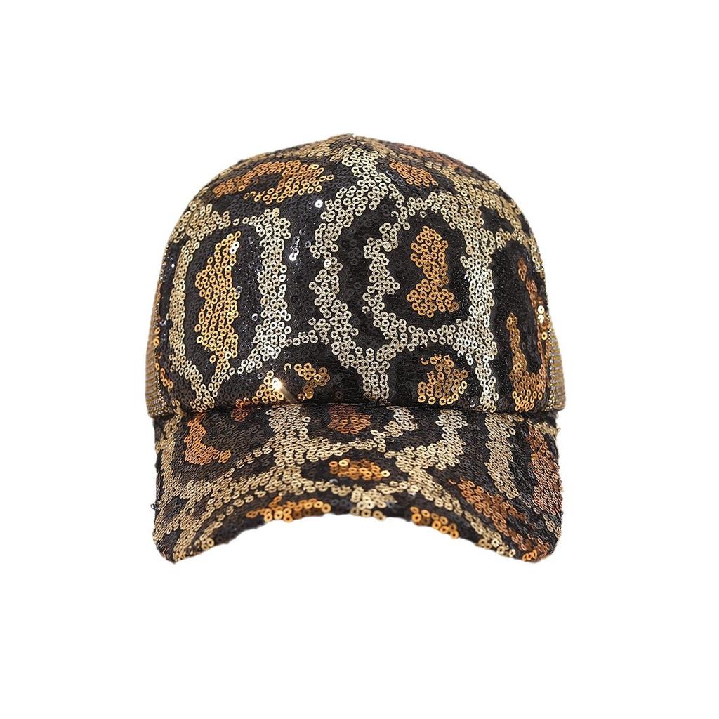 Snake sequined baseball cap European and American leopard print mesh breathable cap tide