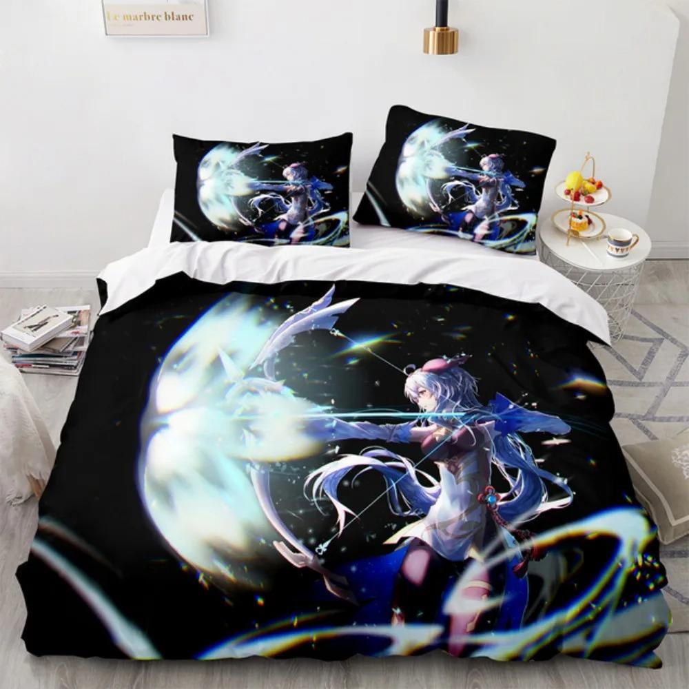 3D Game Genshin Impact Bedding Set Kamisato Ayaka Bed Linen Girls Boys Teens Single Double Twin Queen King Size Men Duvet Cover