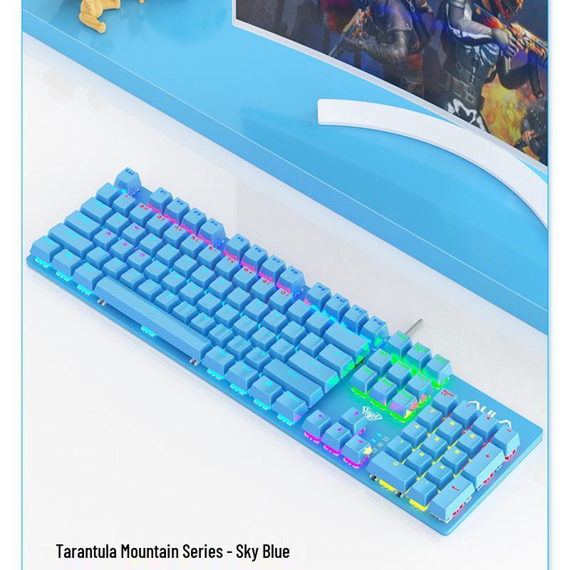 Wolf Spider F2088 Mechanical Gaming Keyboard, Blue Switch, with Wrist Rest for Esports and Home Desktop Use.