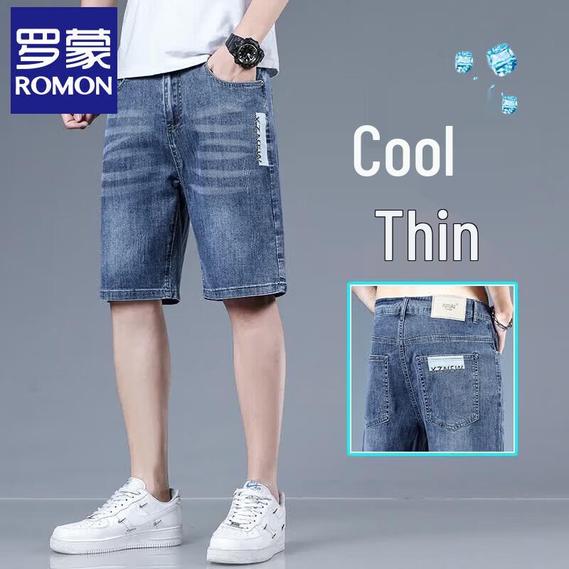 Romon Men s Summer Stretch Loose Fit Straight Denim Shorts 32