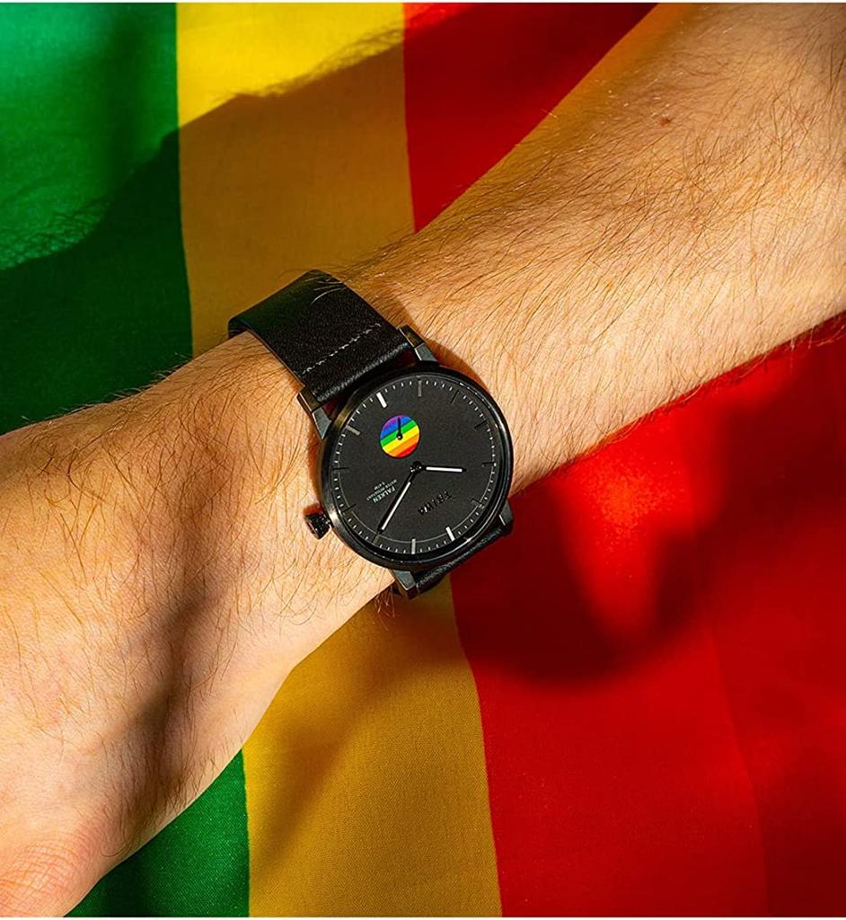 Black Rainbow Calfskin Silver White FALKEN Swedish Scandinavian Design TRIWA/TRIWA Men's & Women's (Unisex) Watch, & Strap, Case, Dial,