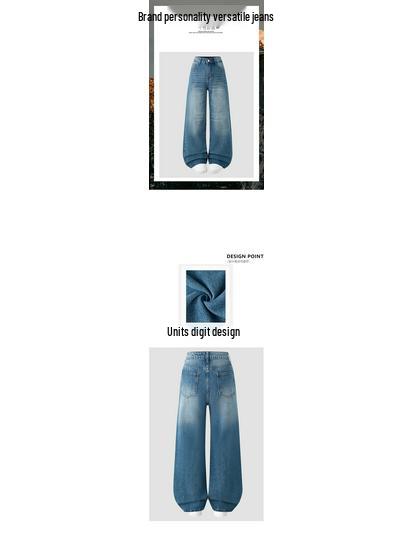 Teen Girls' Adjustable Waist High-Waisted Wide-Leg Jeans - Simple Design