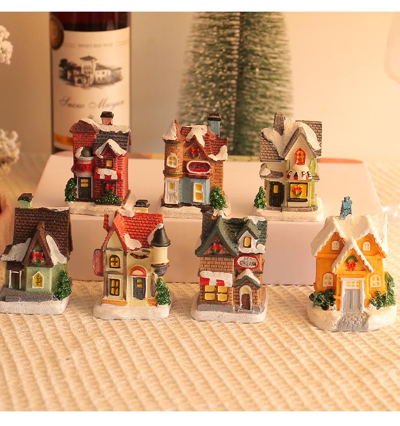 Port of Love Christmas Resin Cottage Luminous Table Ornaments