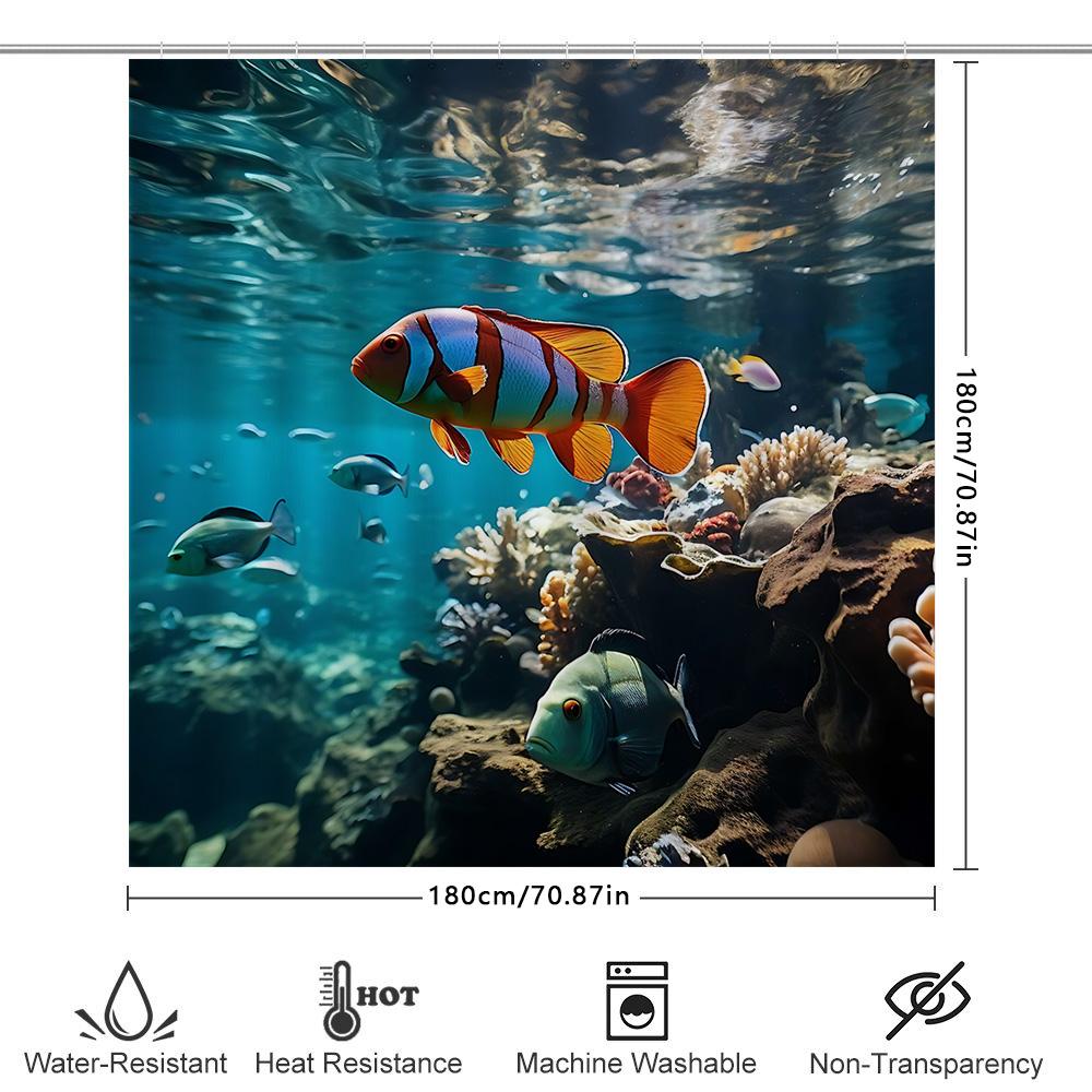 

Colorful Underwater World Waterproof Shower Curtain For Bathroom Home Decor Unique Design For Stylish Home Upgrade Easy-Clean W60H190(CM)-1 Pcs