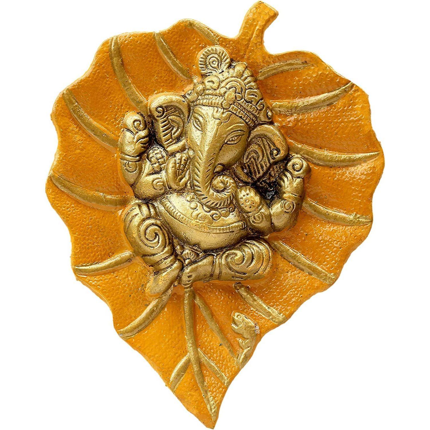 

Ганеша на листе Настенное украшение Декоративные религиозные статуэтки для входа в дом, настенный декор и комната для пуджи Предметы Васту для дома на удачу оранжевый