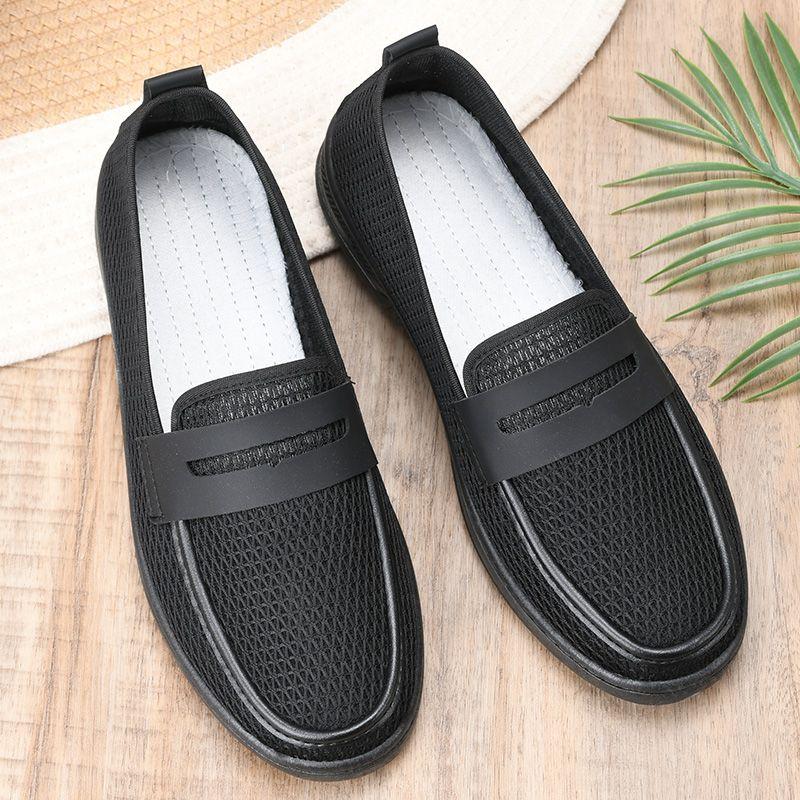 Herren Sommer Mesh Schuhe Atmungsaktiv Hohle Leichte Herren Sandalen Flache Sohle Rutschfest Ein Fuß Arbeitsschuhe Herren