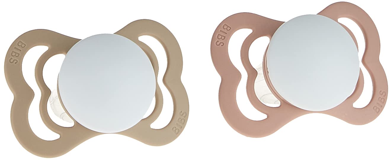 

Bibs SUPREME Set of Size Blush GLOW Pacifiers, Fluorescent, 2, (1) 0-6 Months, 160357, GLOW/Vanilla