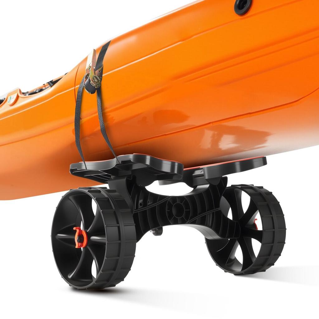 Kayak Cart, 136.1 Kg Load Capacity, Foldable Kayak Trolley with 25.4 Cm Solid Rubber Tires & 1 Ratchet Strap, Paddle Board Trolley for Carrying