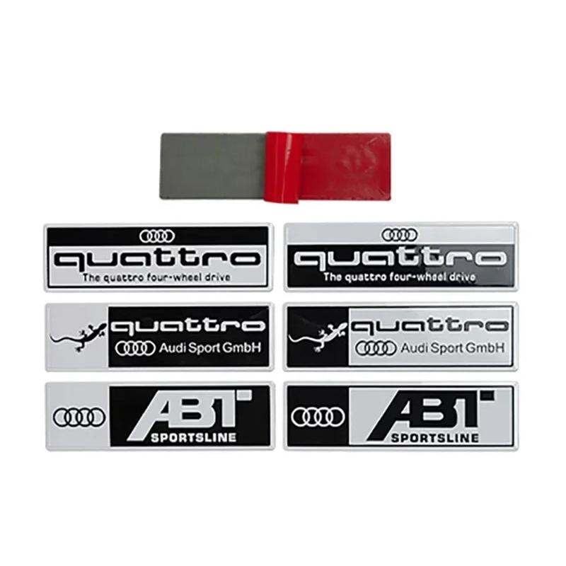 QR1 Alloy Car Rear Trunk Emblem Body Side Stickers for m1 Quattro ABT Logo A3 A4 A5 A6 A7 A8 Badge Decal Refitting Accessories