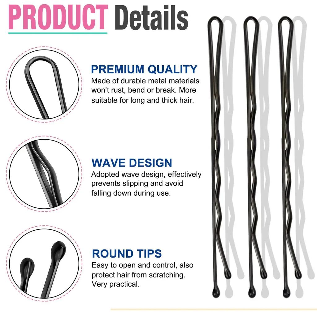 Black Hairpins for Women Hair Clip Lady Bobby Pins Invisible Wave Curly Bride Disposable Hairgrip Barrette Hair Clips