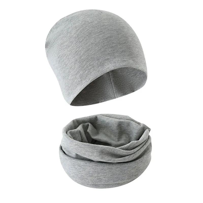 1-14Y Autumn Winter Solid Color Soft Warm Outdoor Activities Cap Scarf for Girls and Boys Infant Hats Set Children Beanies Cap