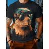 Men's Fun Animal Pig Print Short Sleeved T-shirt Creative Personality Large Loose Sports Casual Fashionable Comfortable Soft Breathable T-shirt