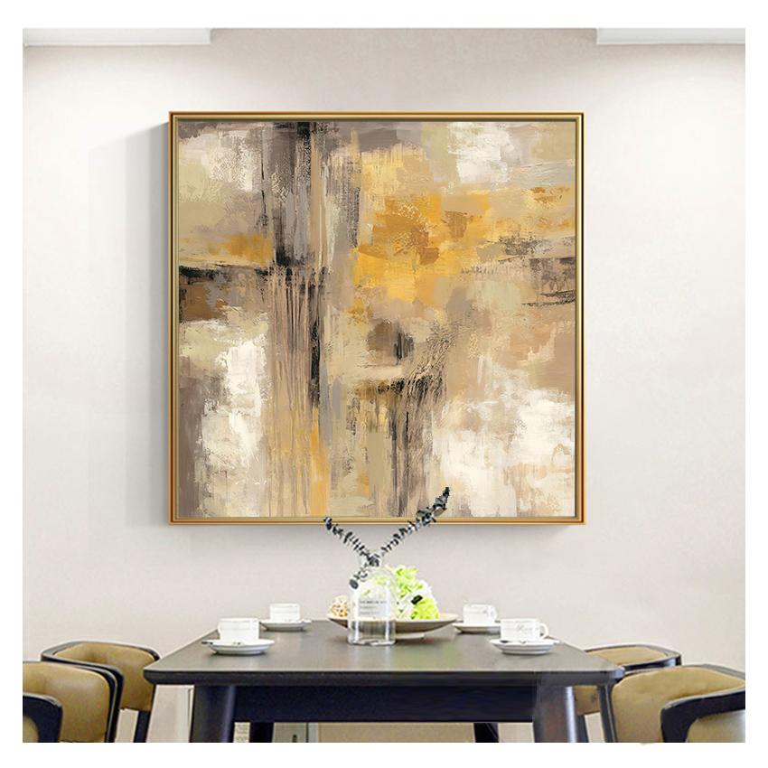 Oil painting on Canvas Scandinavian Art Poster Wall Picture for Living Room Sofa Home Decoration HD Print Yellow Gray Abstract