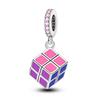 Copper Metal Lovely Purple Charm Bead Components Cat Dog Butterfly Flower Secure Safety Chain Dangle Pendant Bead Components Compatible With 4MM Hole