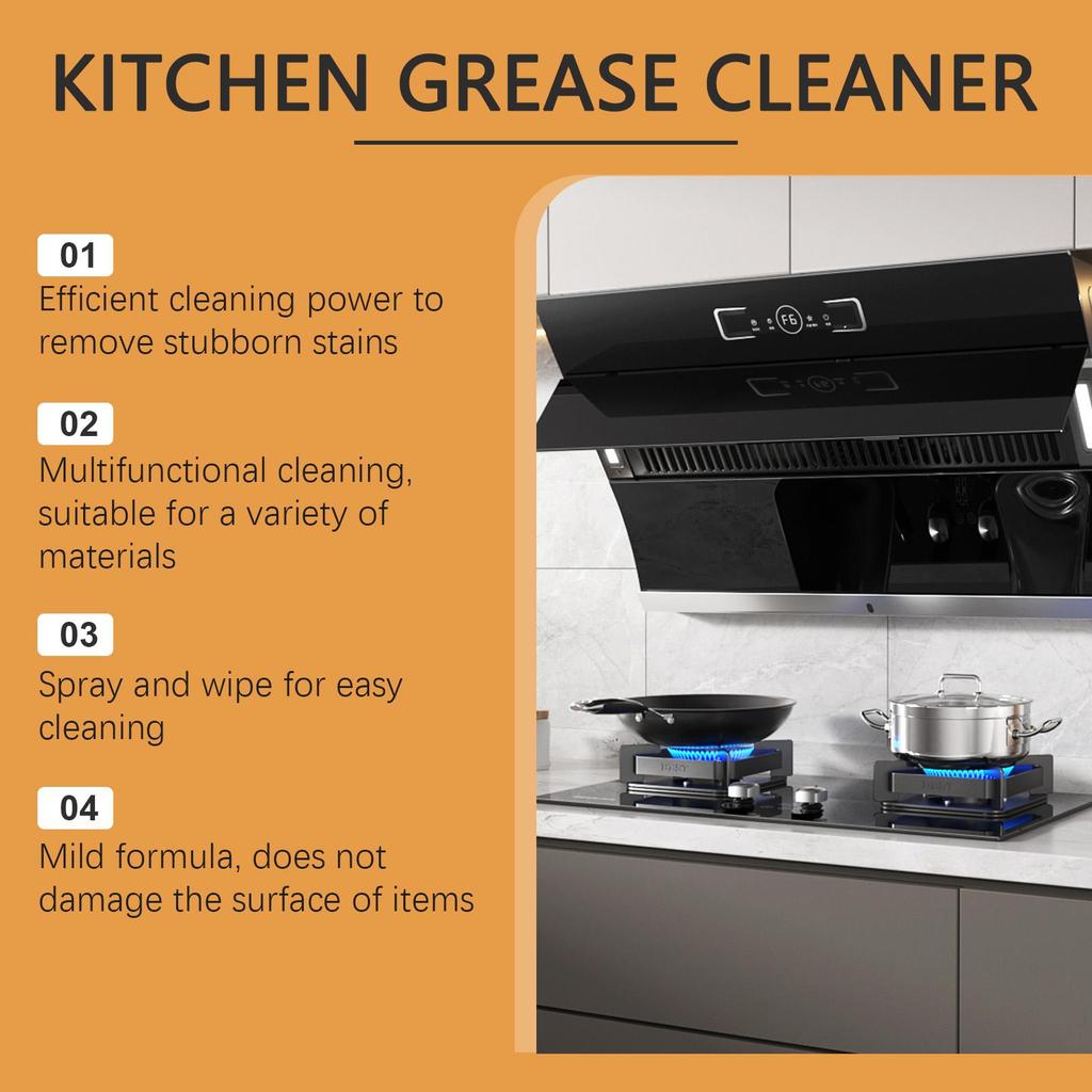 Kitchen Grease Cleaner Household Heavy Duty Grease Cleaner Kitchen Stovetop Stain Remover Foam Cleaner