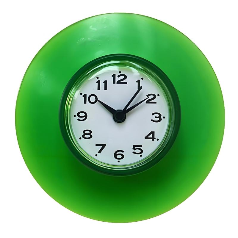 Small Bathroom Clock with Suction Cup Mount, Easy-Reading Analog Face for Sink Side, Mirror or Vanity, Space-Saving Fit