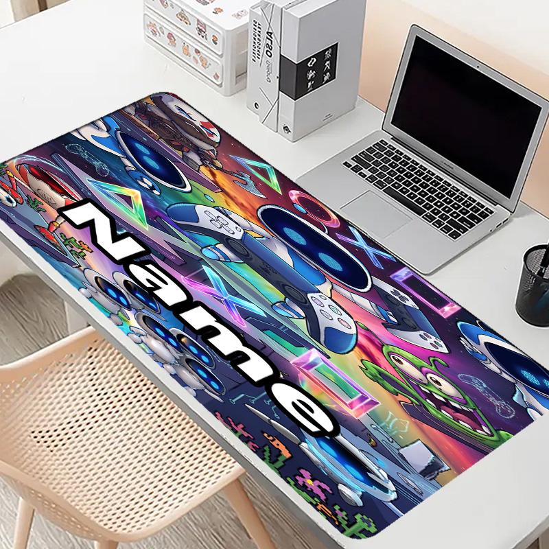 Custom Name Personalized Cosmic Bot Crew Pattern Mousepad, Laptop PC Desk Mat, Decorative Desk Mat for Home Keyboard Pad Gift