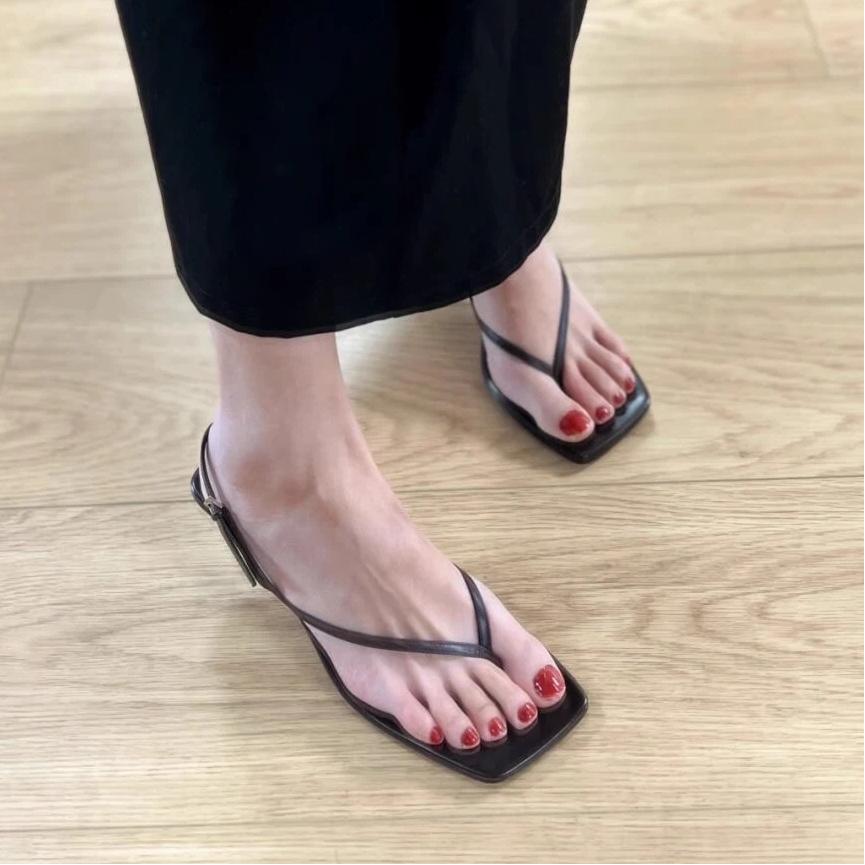 Large French Style High-heeled Shoes For Women, Slim Heeled Sandals With Clipped Feet