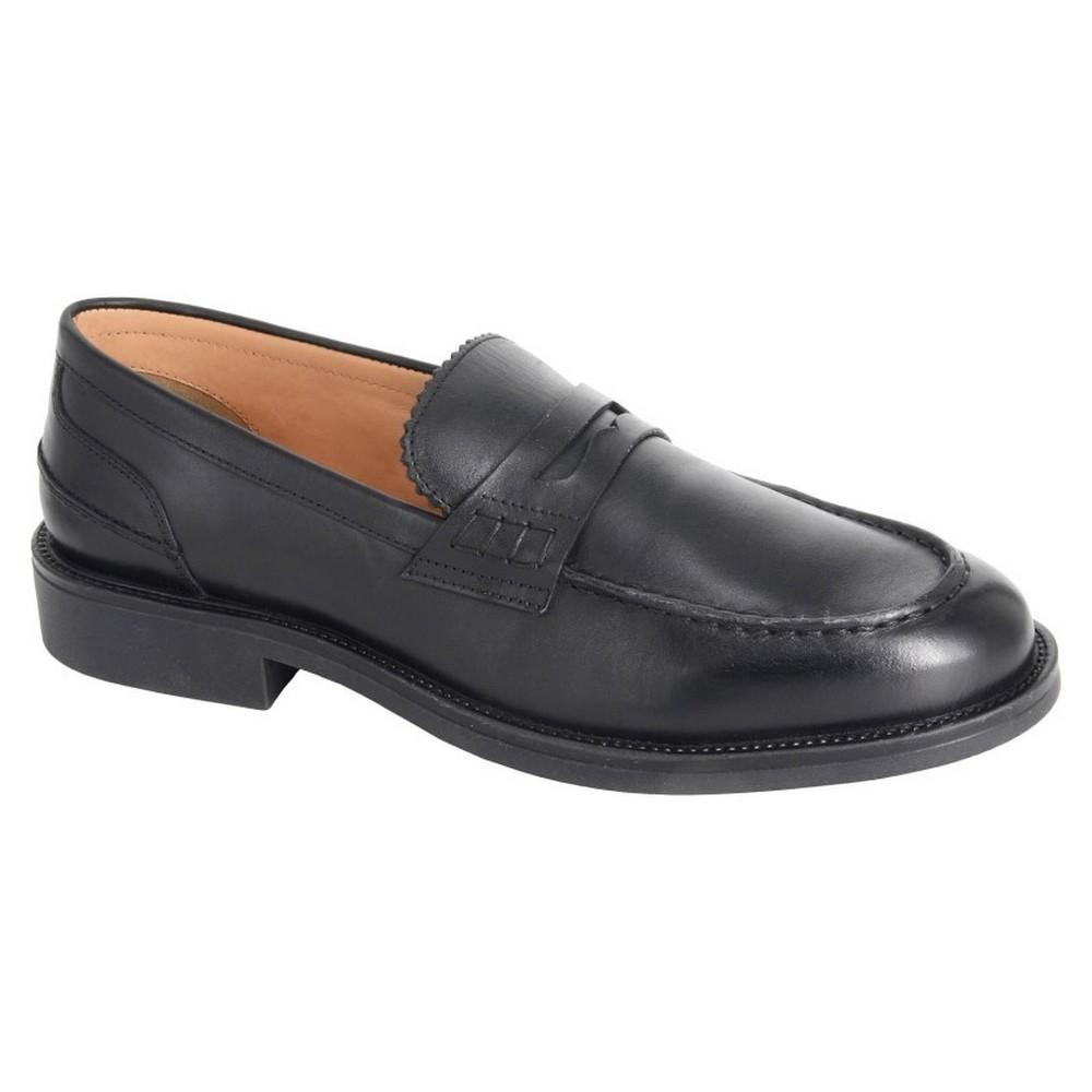 Roamers Mens Saddle Plain Leather Slip-on Loafers