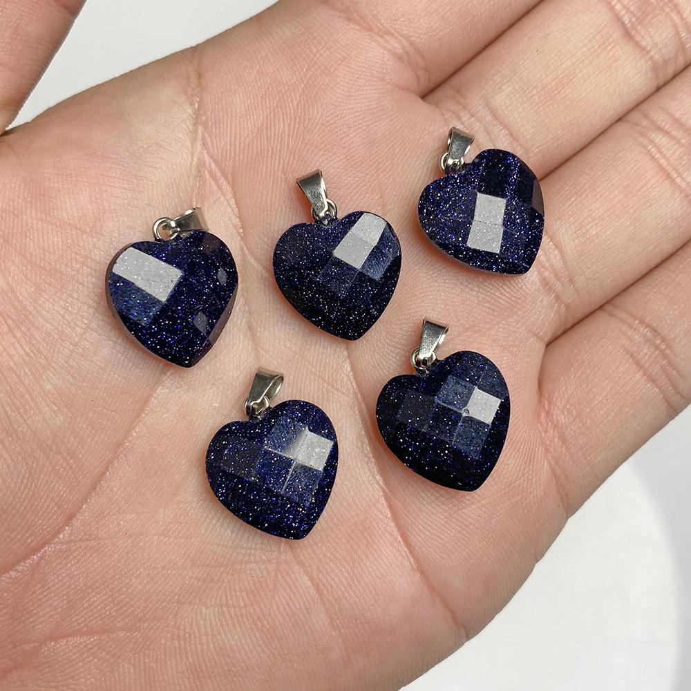 5 Stück/Los 16MM Naturstein Kristall Herz Anhänger Amethyst Lapislazuli Rosenquarz Heilkristall Edelstein Charms für DIY