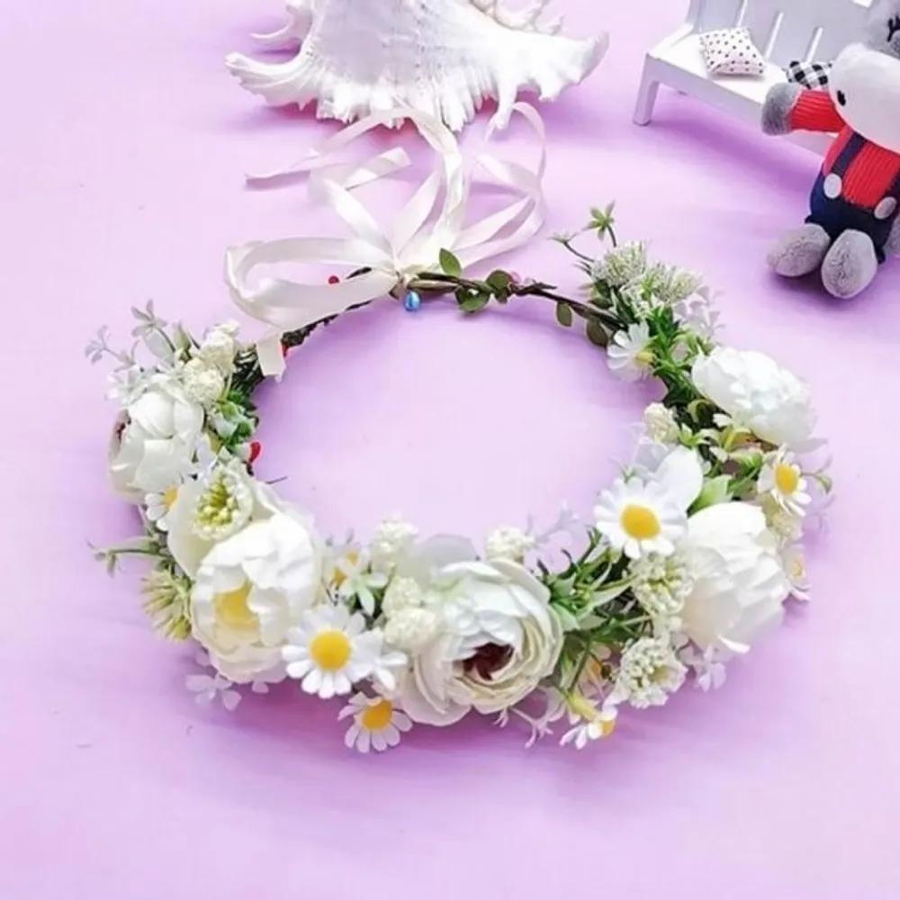 Thin artificial flower headband hair band hairband painless bridal shower wide shower spacious self wedding Daisy L