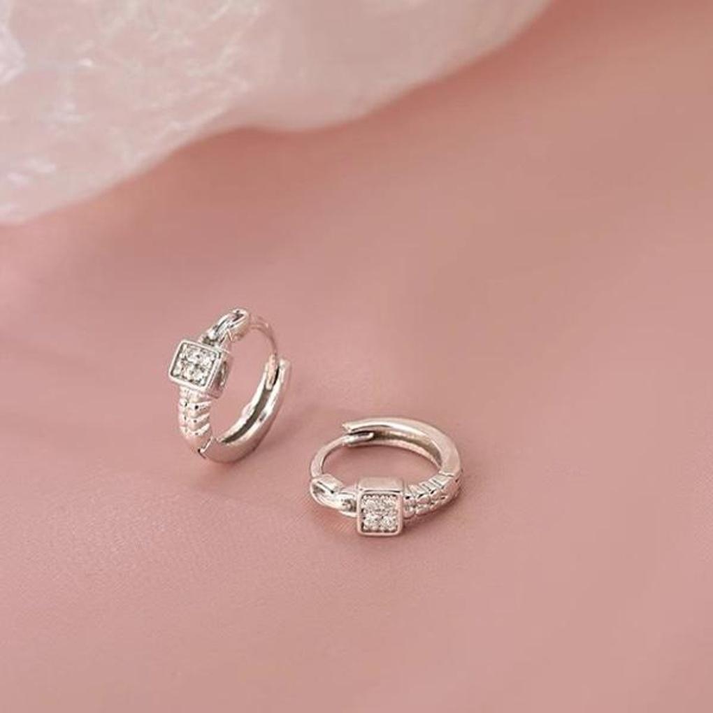 Women's Daily Silver Luxury Square Ring Earrings