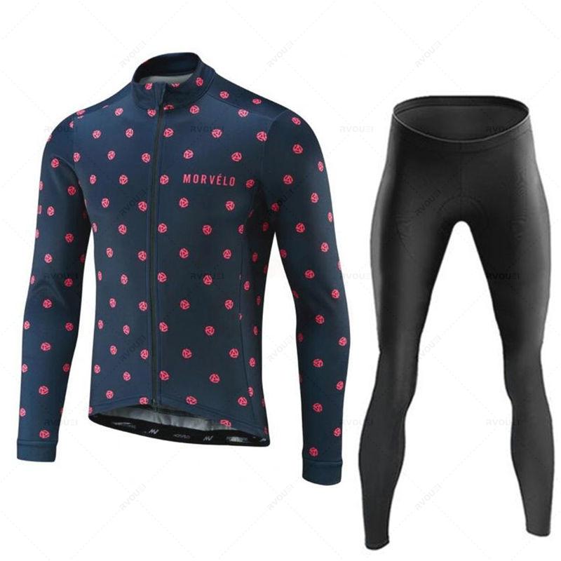 Morvelo Autumn T Men Long Sleeve Bike Clothing Uniform Maillot Ropa De Ciclismo Sports Bicycle Bib Pants 2026 Autumn Breathable Cycling Suit