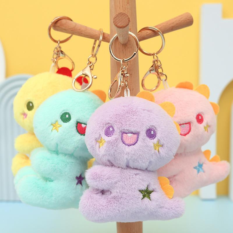 Adorable Dinosaur Plush Keychain Soft Snow Mink Stuffed Toy For Bags And Gifts