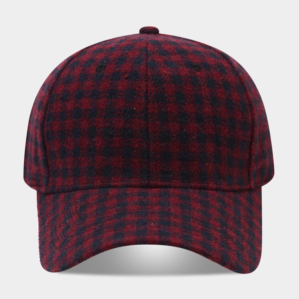 British style small plaid baseball cap autumn and winter retro small plaid woolen cap men's and women's casual sun hat