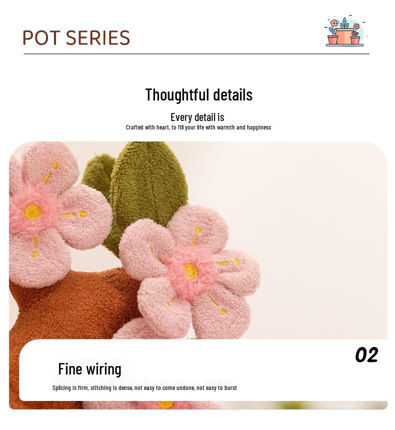 Lotus Peach Blossom Plush Doll & Tulip Bouquet Ornament Decoration