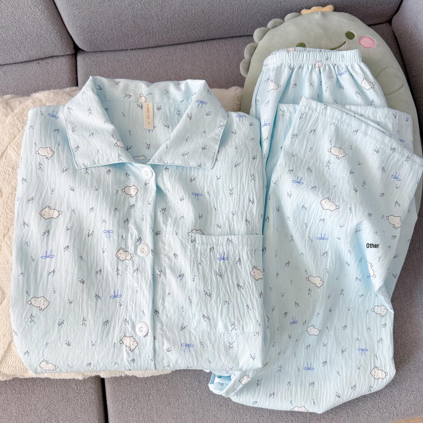

Women s Sausage Dog Cartoon Cloud Pure Cotton Gauze Pajamas - Spring/Autumn 2026 Long Sleeve Cardigan Homewear 2XL (140-160 lbs)