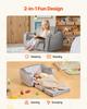 2-in-1 Kids Sofa, Foldable Toddler Soft Couch with Armrests, Made of 28D Sponge & Short Pile, Convertible Toddler Chair To Lounger, Kid Couch Fold Out