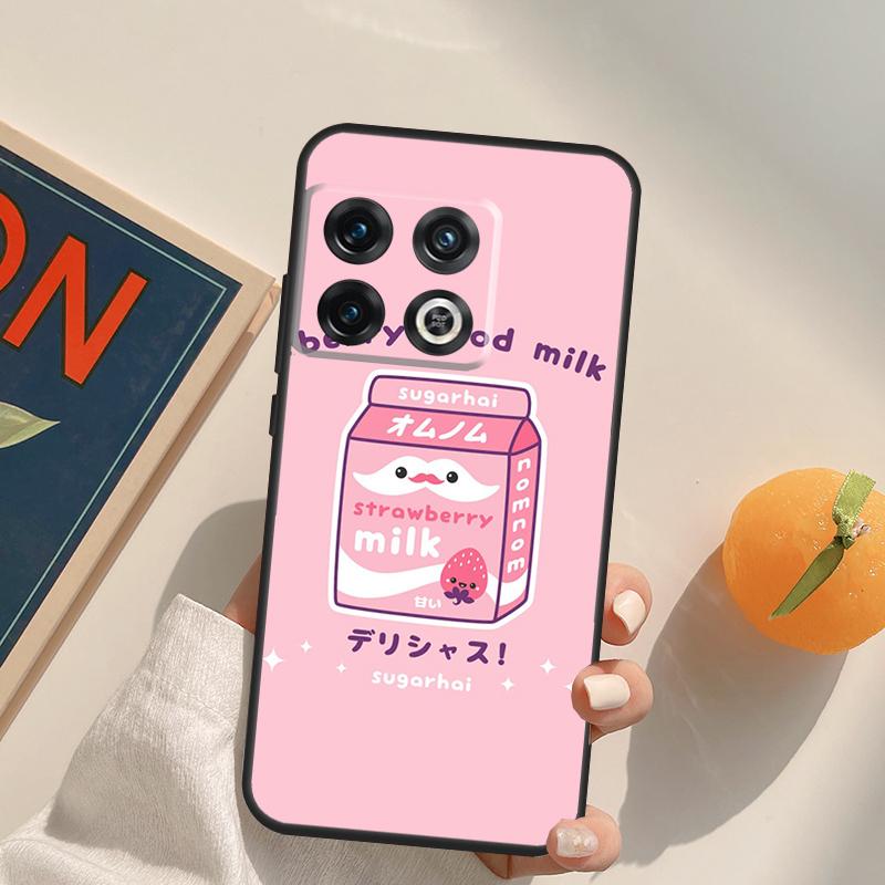 Kawaii Strawberry Milk Case For OnePlus 15 13 12 11 13R 12R 10T 8T 13T OnePlus Nord 5 CE 3 2 4 Lite N20 N30 Cover