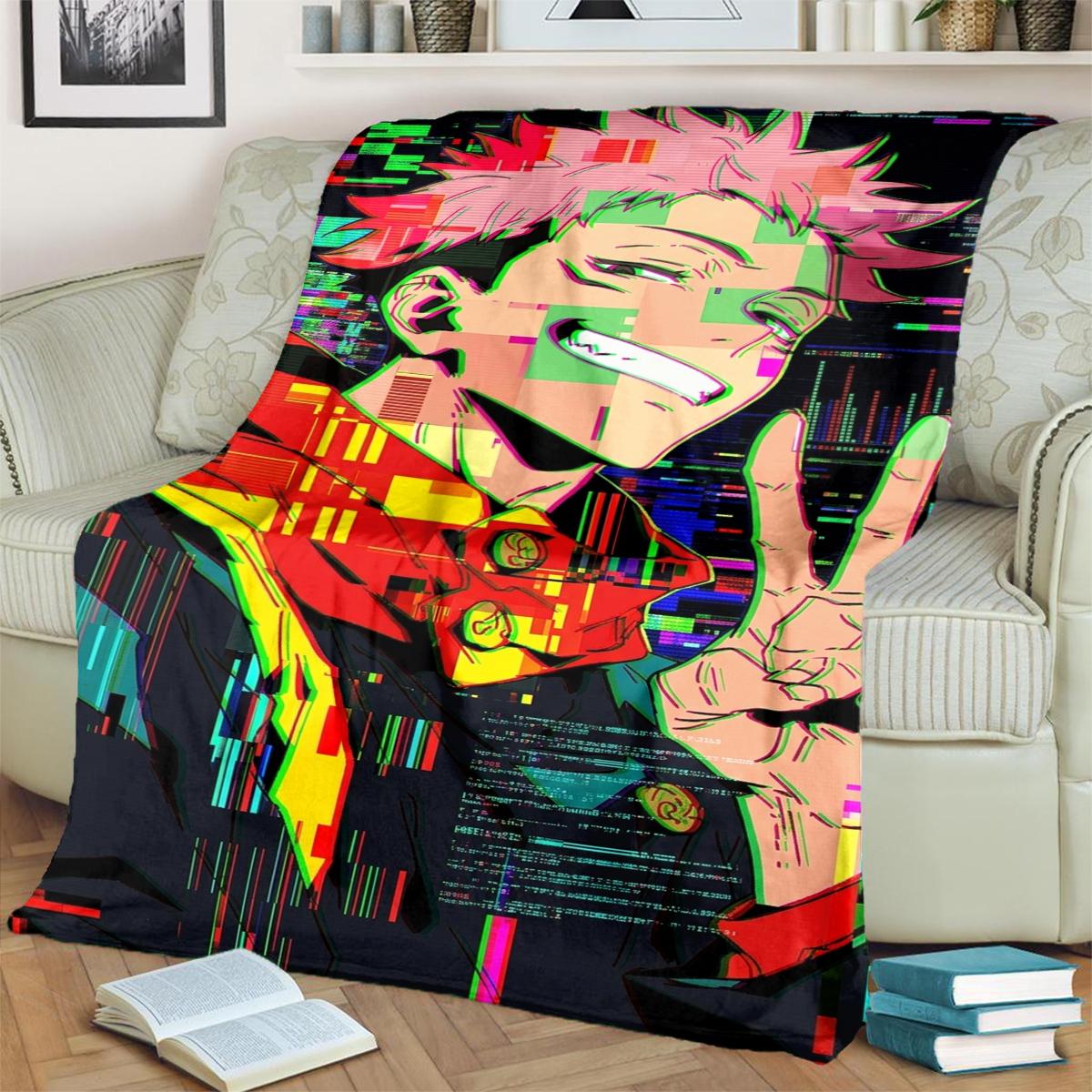 

Flannel Blanket Warm Jujutsu Kaisen Print for Bedrooms, Sofas, Beds, Chairs, Picnics, Travel 75x90cm