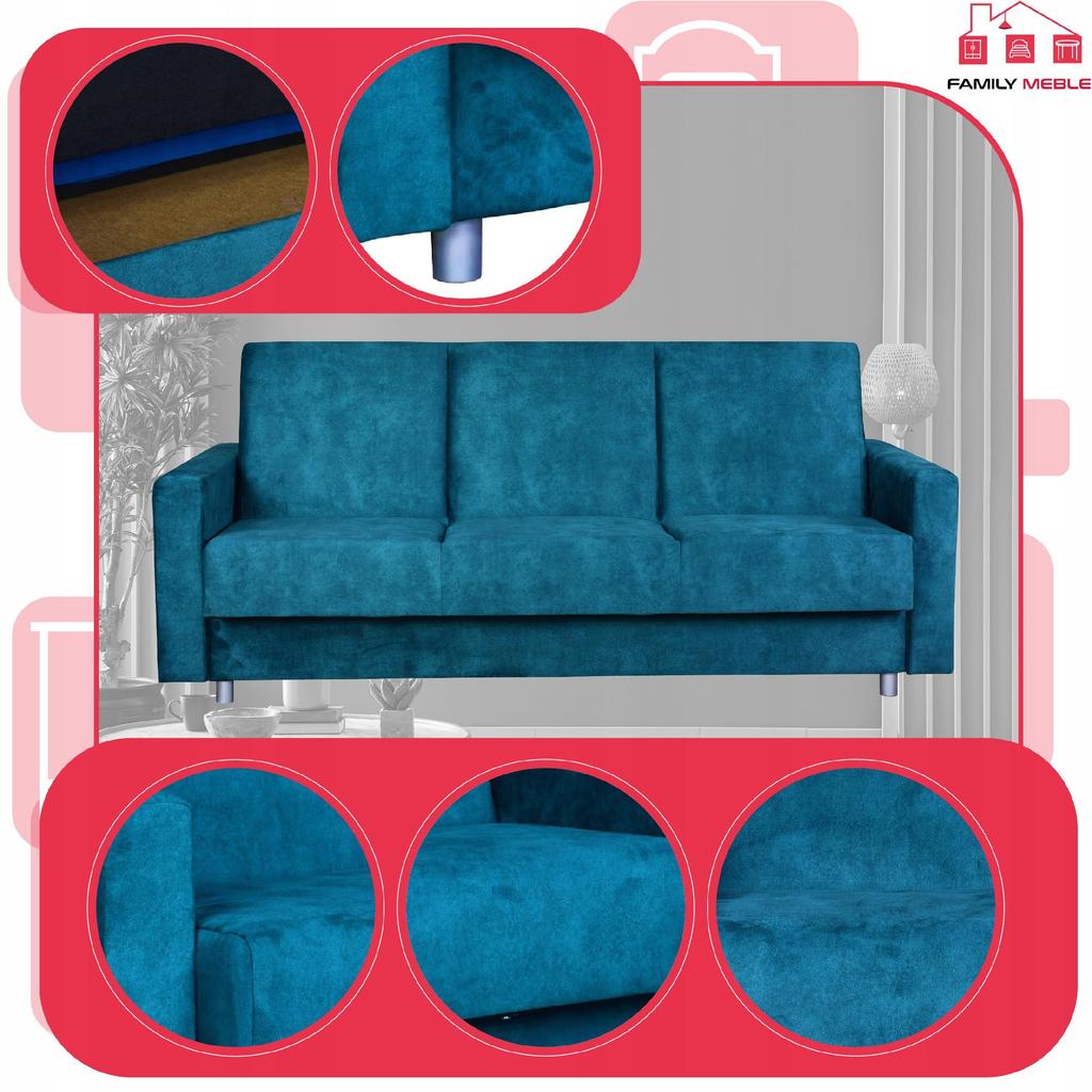 Polstergarnitur Alicja Ausklappsofa Sofa Sessel Family Möbel Türkis