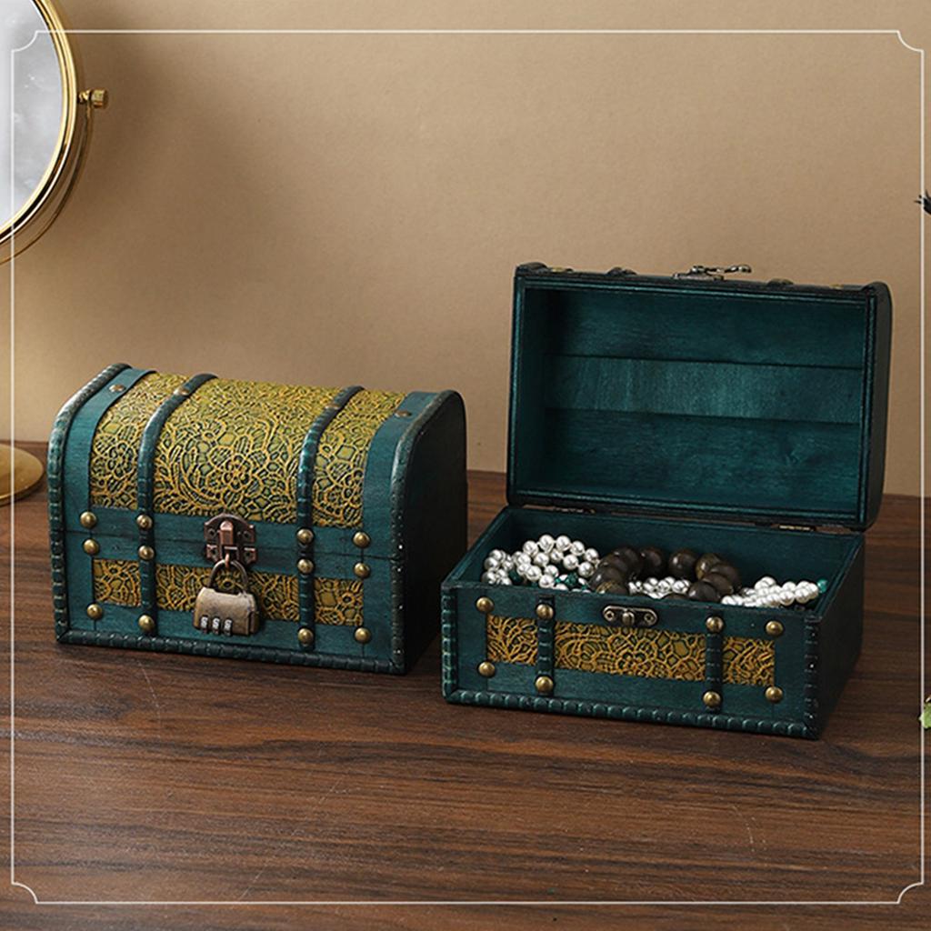 Vintage Wooden Keepsakes Box With Locking Lid Storage Container For Jewelry Storage And Decorative Home Use