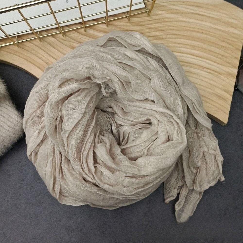 Retro Pleated Printed Scarf Luxury Brand Designer Long Shawl Wrap For Spring Autumn Winter