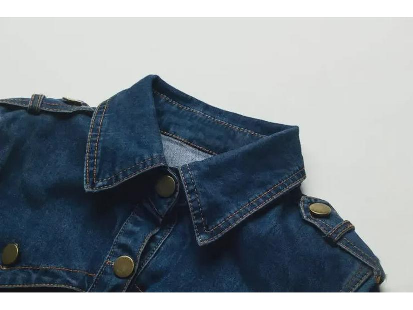 2017 Autumn European & American Slim Fit Lapel Mid-Length Denim Dress